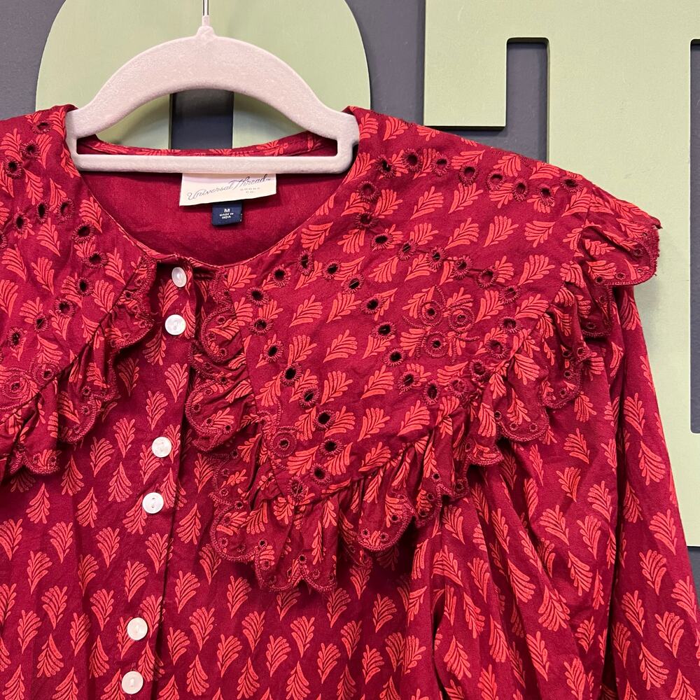 Universal Thread Red + Orange Floral Embroidered … - image 3